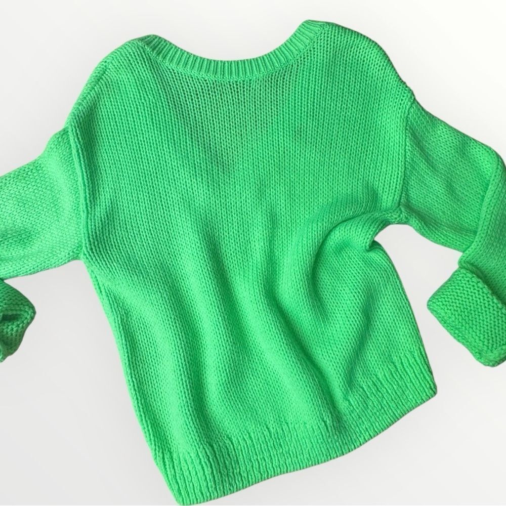 Neon Green V-Neck Sweater – Victoria’s Secret PINK Med - Picture 5 of 11